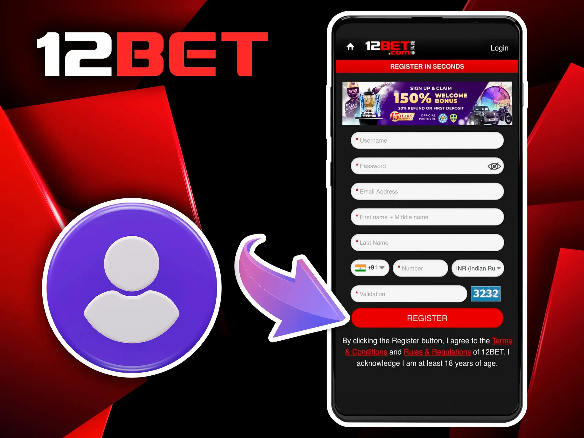 Use the 12Bet mobile app for instant registration and quick top-ups.
