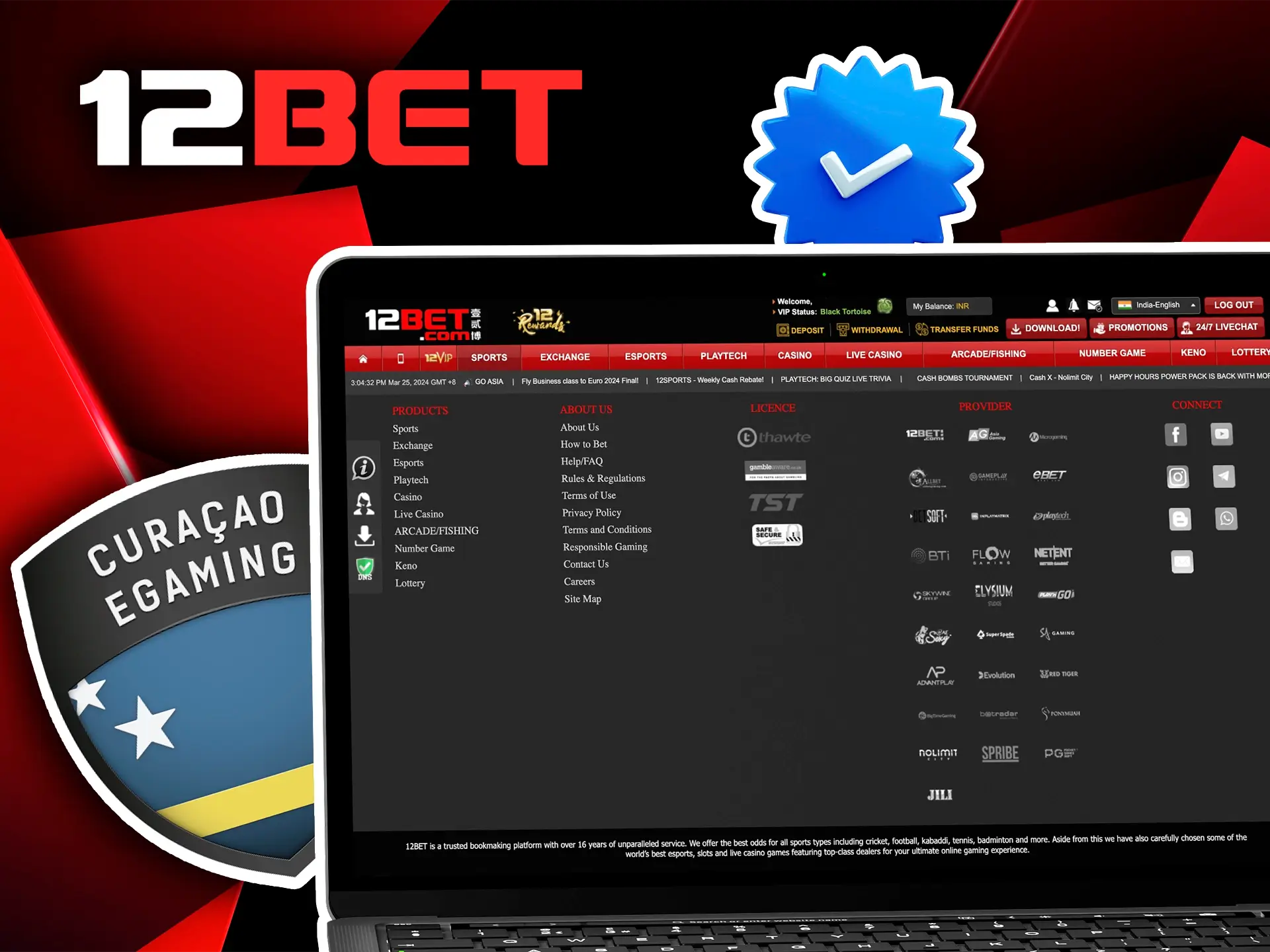 12Bet holds all the world licences for which it has earned the title of the most trustworthy and quality bookmaker.