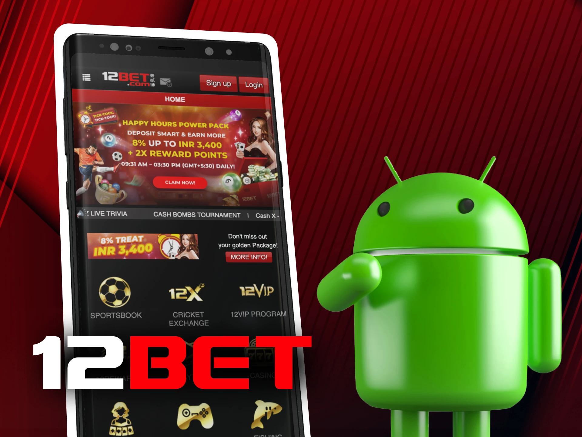 Is there a 12bet online casino app for Android phones.