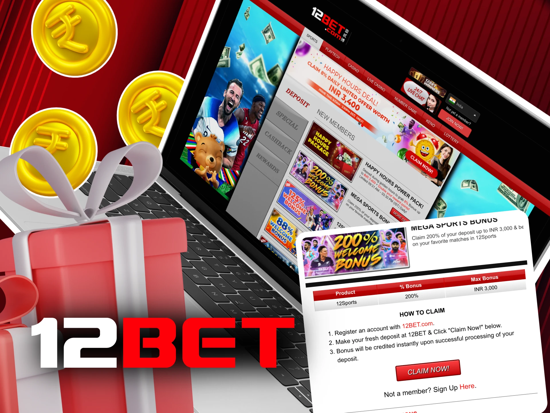 What bonuses are there for players at the 12bet online casino.